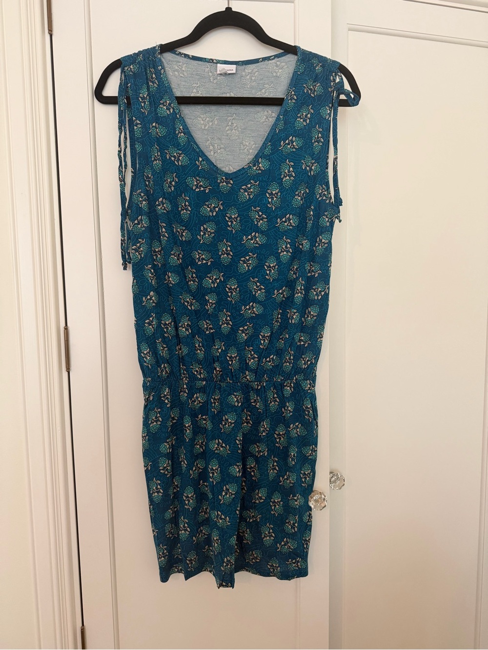 Teal Floral V‑Neck Dress